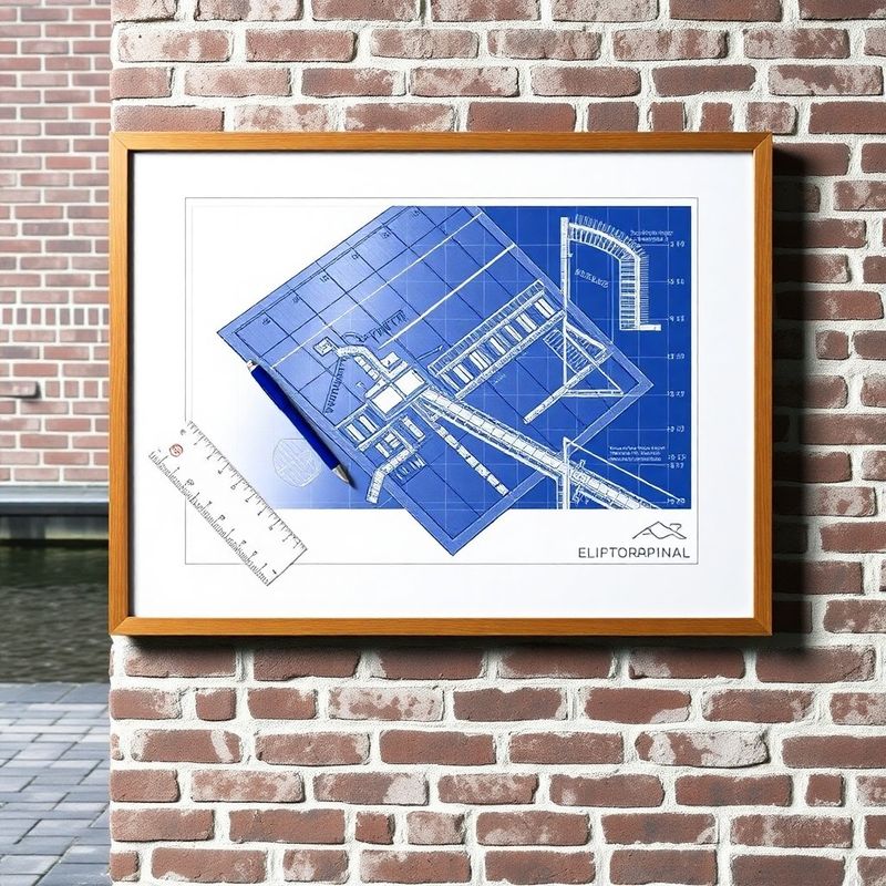 Architectonisch blauwdruk-detail met geometrische indigo lijnen
