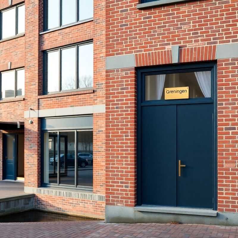 Klassiek Gronings bakstenen gebouw met een discreet modern messing naamplaatje